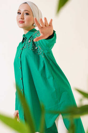 Omuz İnci Taşlı Tunik Benetton - Tunik