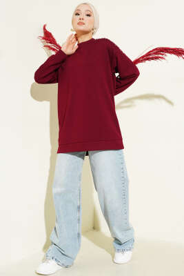 Omuz İncili Loyşa Tunik Bordo - Tunik