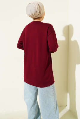 Omuz İncili Loyşa Tunik Bordo - Tunik