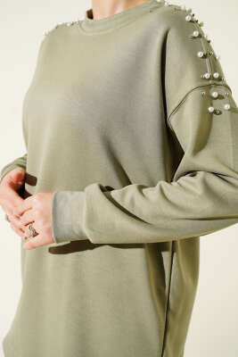 Omuz İncili Loyşa Tunik Çağla Yeşili - Tunik