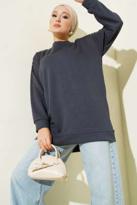 Omuz İncili Loyşa Tunik Füme - NEVA MODA