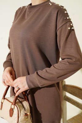 Omuz İncili Loyşa Tunik Vizon - Tunik