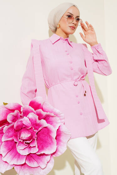 Omuz Kuşaklı Gömlek Pembe - Gömlek