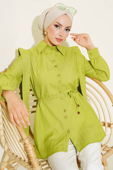 Omuz Kuşaklı Gömlek Yeşil - Gömlek