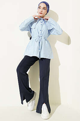 Omuz Parçalı Bel Tünelli Gömlek Mavi - Gömlek