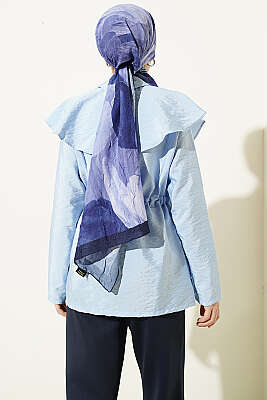 Omuz Parçalı Bel Tünelli Gömlek Mavi - Gömlek