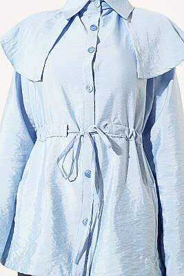 Omuz Parçalı Bel Tünelli Gömlek Mavi - Gömlek