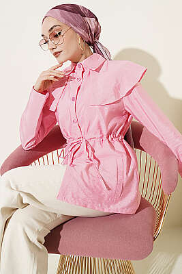 Omuz Parçalı Bel Tünelli Gömlek Pembe - MISRA