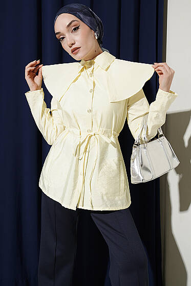 Omuz Parçalı Bel Tünelli Gömlek Sarı - Gömlek