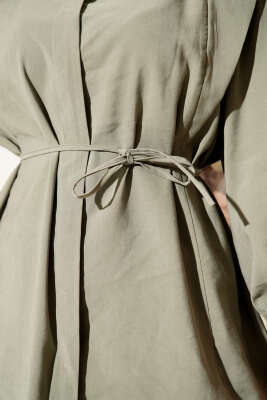 Omuz Parçalı İp Kuşaklı Tensel İkili Takım Haki - İkili Takım