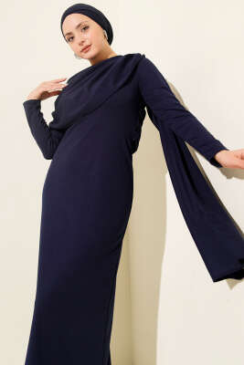 Omuz Pelerin Detaylı Abiye Elbise Lacivert - Günün Seçilenleri