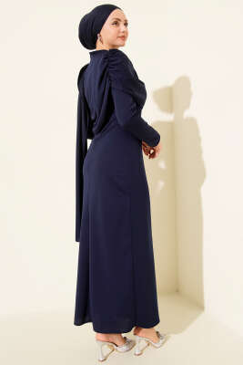 Omuz Pelerin Detaylı Abiye Elbise Lacivert - Günün Seçilenleri