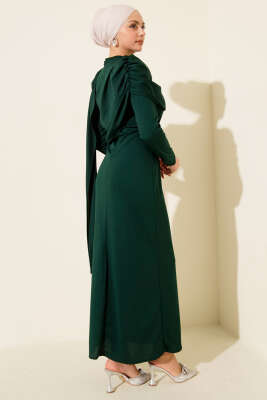 Omuz Pelerin Detaylı Abiye Elbise Zümrüt - Günün Seçilenleri