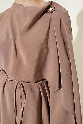 Omuz Pelerinli Modal İkili Takım Latte - İkili Takım