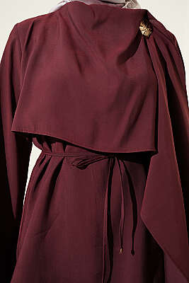 Omuz Pelerinli Modal İkili Takım Mürdüm - İkili Takım