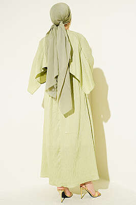 Omuz Pelerinli Pul Detaylı Elbise Çağla Yeşili - Elbise