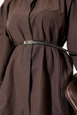 Omuz Pileli Kemerli Gömlek Acı Kahve - Gömlek