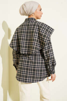 Omuz Şallı Ekoseli Gömlek Haki - Günün Seçilenleri