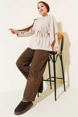 Omuz Şallı Loyşa Tunik Bej - Tunik