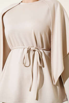 Omuz Şallı Loyşa Tunik Bej - Tunik
