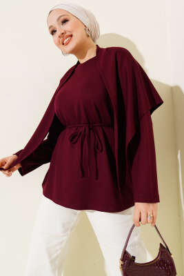 Omuz Şallı Loyşa Tunik Bordo - VAV TEKSTİL