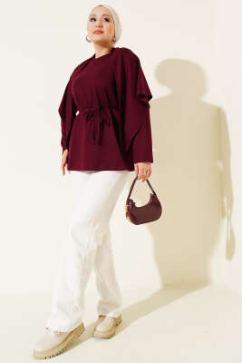 Omuz Şallı Loyşa Tunik Bordo - Tunik