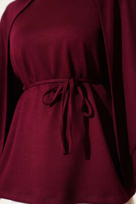 Omuz Şallı Loyşa Tunik Bordo - Tunik