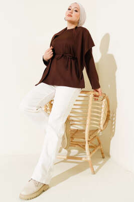 Omuz Şallı Loyşa Tunik Kahve - Tunik