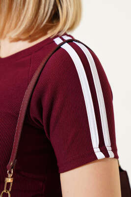 Omuz Şeritli Crop Bordo - Kadın Giyim Modelleri