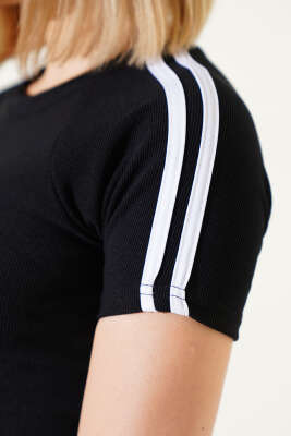 Omuz Şeritli Crop Siyah - Kadın Giyim Modelleri