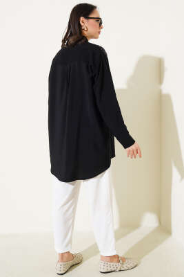 Omuz Taş Şeritli Gömlek Siyah - 300-500 TL Ürünler