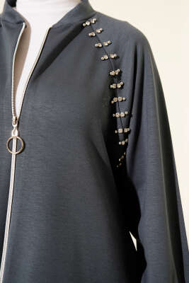 Omuz Taşlı Fermuarlı Loyşa İkili Takım Füme - İkili Takım