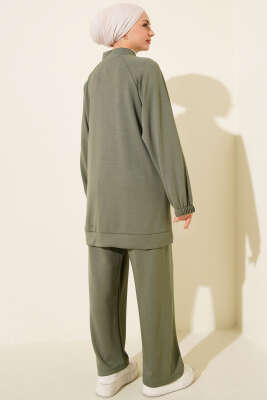 Omuz Taşlı Fermuarlı Loyşa İkili Takım Haki - İkili Takım