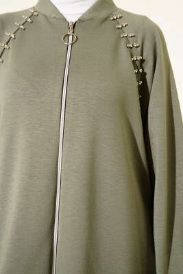 Omuz Taşlı Fermuarlı Loyşa İkili Takım Haki - İkili Takım