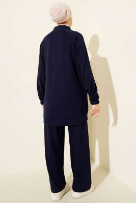 Omuz Taşlı Fermuarlı Loyşa İkili Takım Lacivert - İkili Takım
