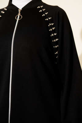 Omuz Taşlı Fermuarlı Loyşa İkili Takım Siyah - İkili Takım