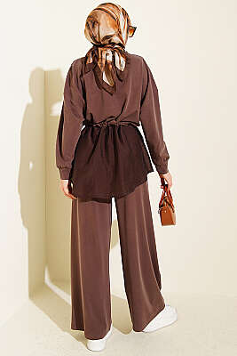 Omuz Taşlı Garnili İkili Takım Kahve - İkili Takım