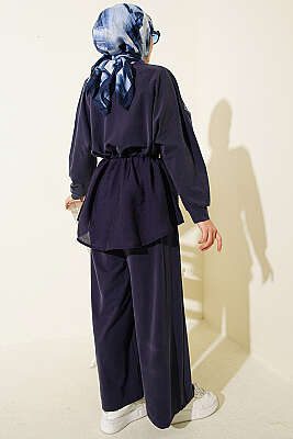 Omuz Taşlı Garnili İkili Takım Lacivert - İkili Takım