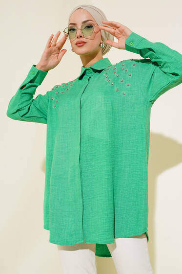 Omuz Taşlı Gizli Düğmeli Gömlek Benetton - Gömlek