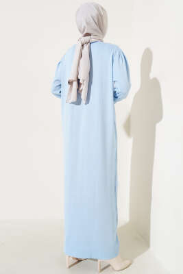 Omuz Taşlı Triko Elbise Bebe Mavi - Tesettür Elbise