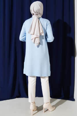 Omuz Taşlı Triko Tunik Bebe Mavi - Triko Tunik