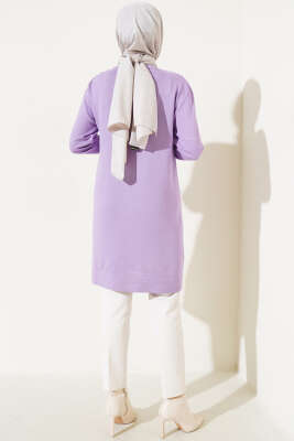 Omuz Taşlı Triko Tunik Lila - Triko Tunik