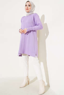 Omuz Taşlı Triko Tunik Lila - Triko Tunik