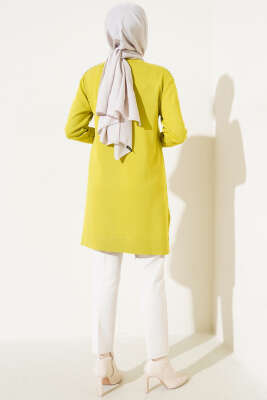 Omuz Taşlı Triko Tunik Yağ Yeşili - Triko Tunik