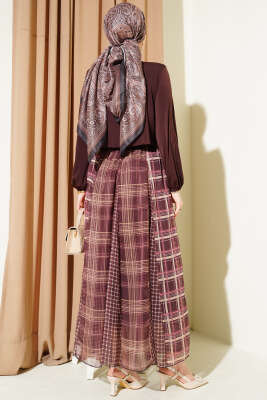 Omuz Vatkalı Degaje Yaka Sandy Bluz Kahve - Bluz