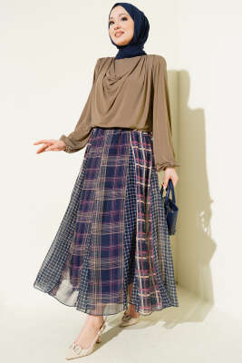 Omuz Vatkalı Degaje Yaka Sandy Bluz Vizon - Bluz