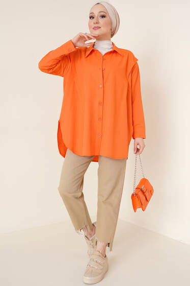 Omuz Vatkalı Gömlek Oranj - Gömlek