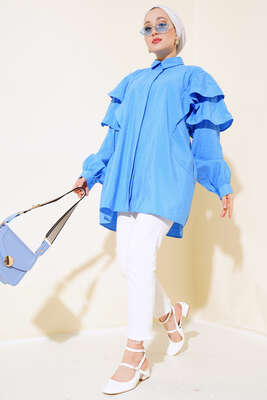 Omuzları Kat Kat Tunik Mavi - 700-1000 TL Ürünler