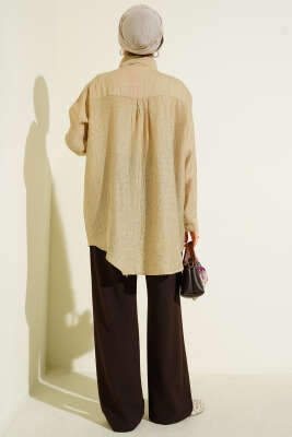 Omuzu Taş Sıralı Gömlek Bej - Gömlek