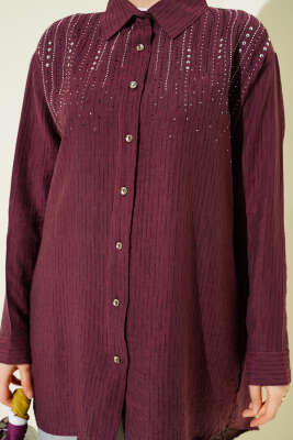 Omuzu Taş Sıralı Gömlek Magenta - Gömlek